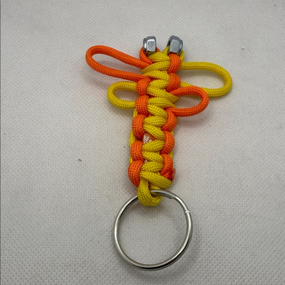 Handmade Yellow & Neon Orange Dragonfly Paracord Keychain